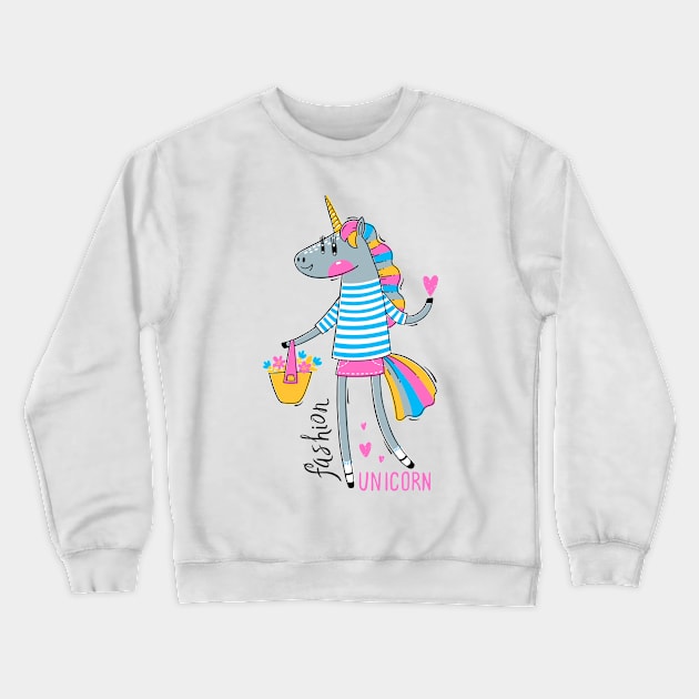 Unicorn Fashion Crewneck Sweatshirt by Mako Design 
